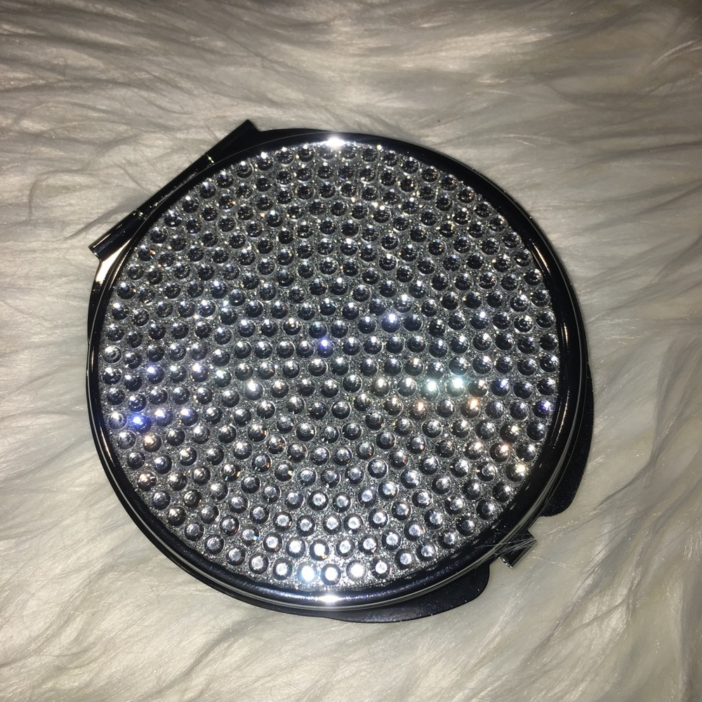 Compact crystal mirror silver purse metal double - Picture 5 of 8